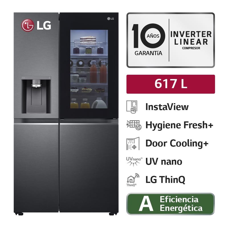 LG - Refrigeradora LS66SXT 617LT Instaview Side By Side Negro Mate LG