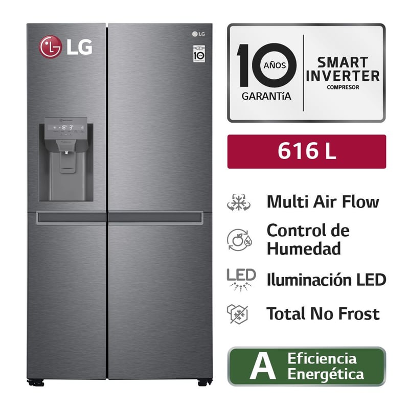 LG - Refrigeradora LS66SPG 616LT Multi Air Flow Side By Side Plateada LG