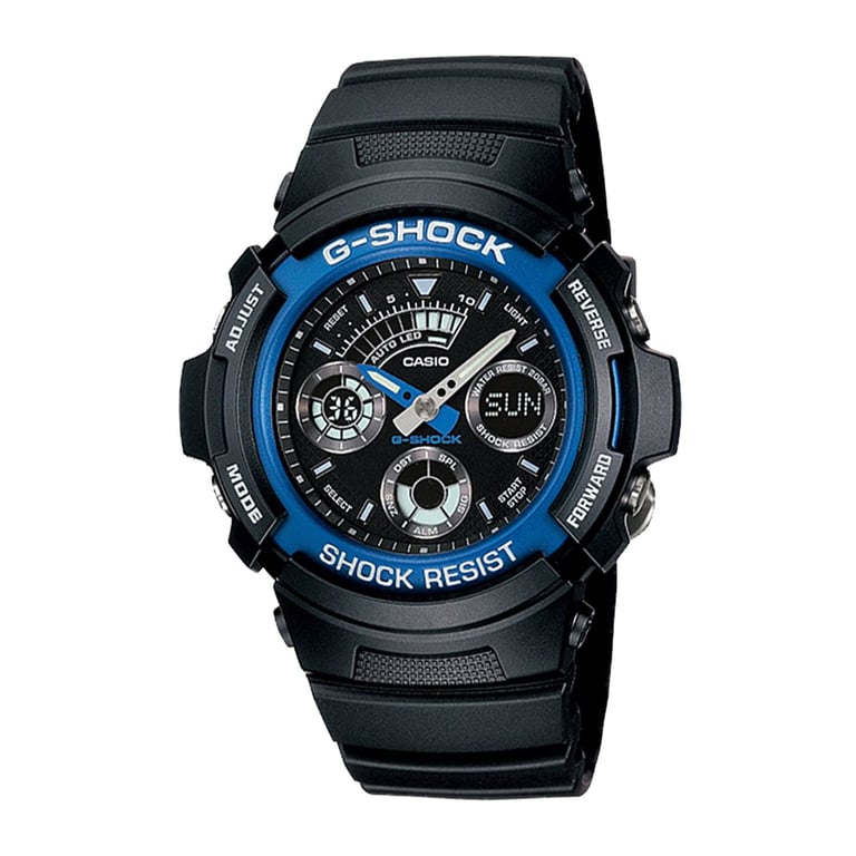 Reloj Casio G-Shock Carbon Core GA2000-1A2 Para Hombre Digital Analógico Luz LED Negro Celeste