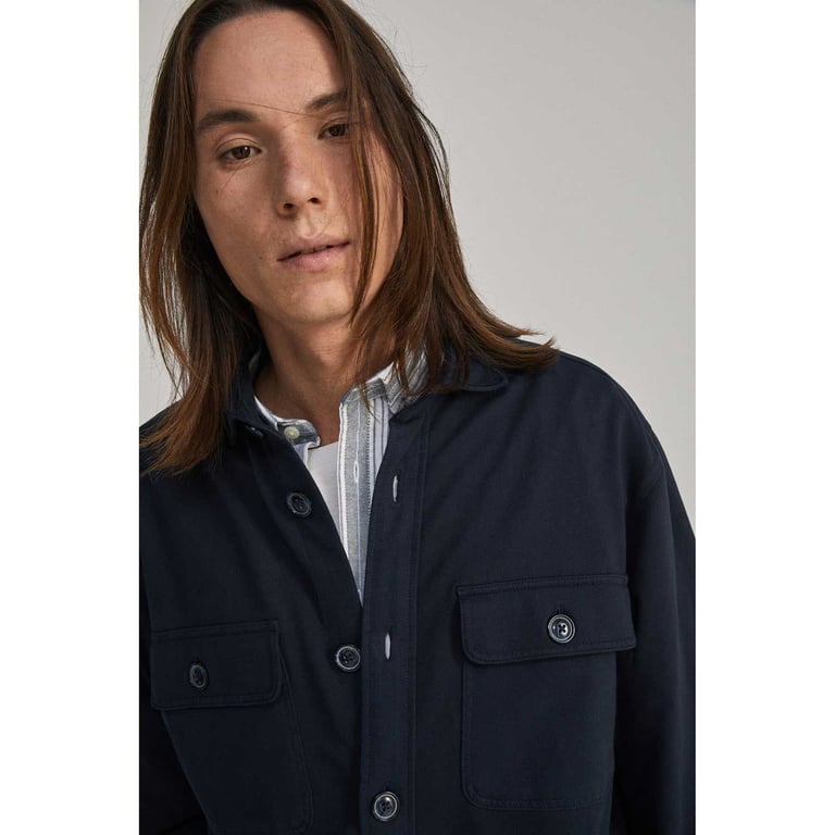SPRINGFIELD Camisa Ml Liso Cotton Slub MAO Camicia, Blu Marittimo, 12 Anni Boy´s