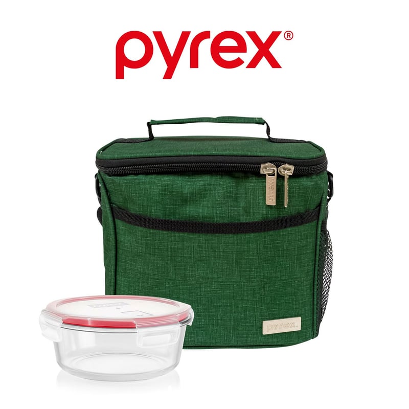 PYREX - Lonchera Térmica Verde con Taper de Vidrio 400 ml Scool