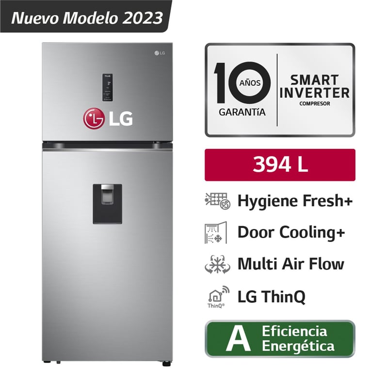 LG - Refrigeradora GT39SGP1 394L Hygiene Fresh Top Mount Plateada LG