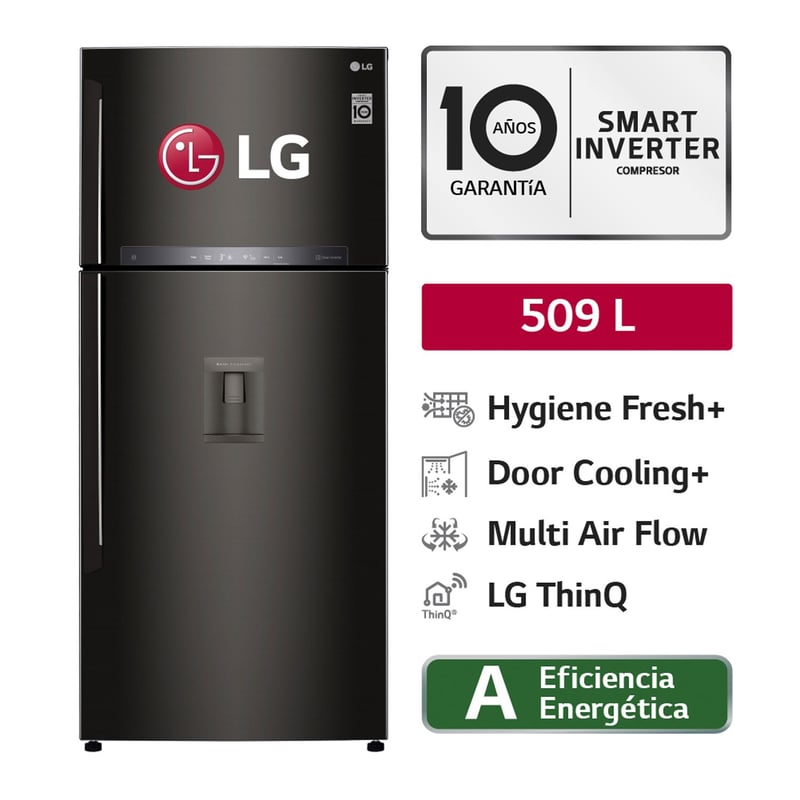 LG - Refrigeradora GT51SGD 509L Hygiene Fresh Top Mount Negro Acero LG