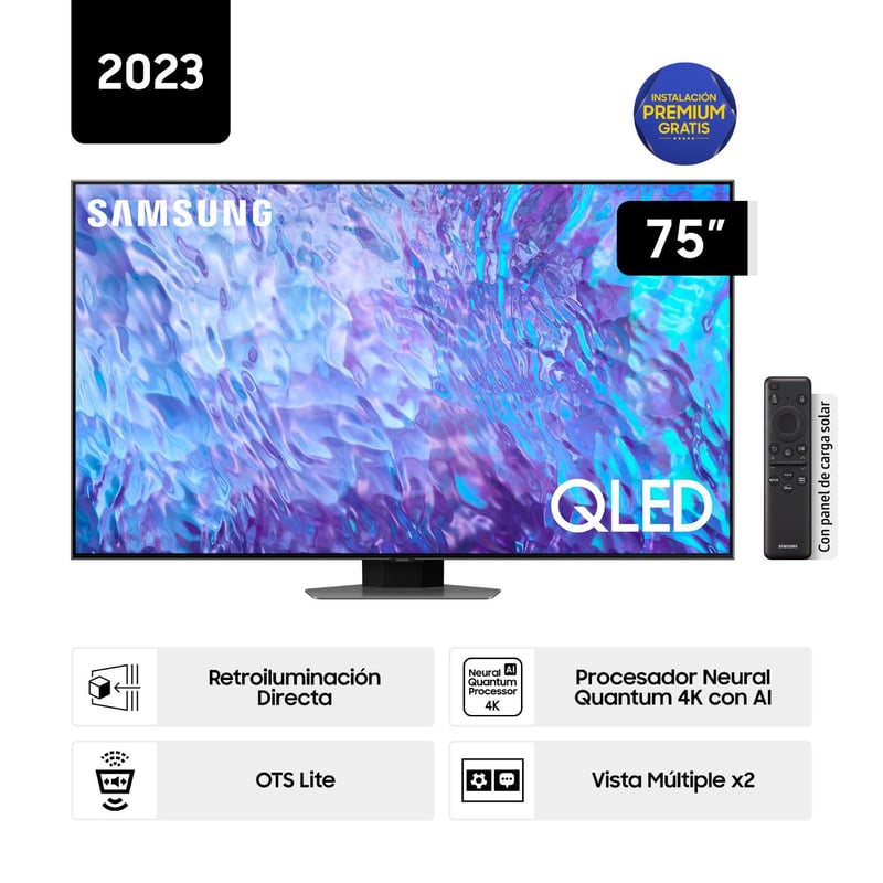 SAMSUNG - Televisor Samsung Smart Tv 75" Qled 4k Qn75q80cagxpe (nuevo)