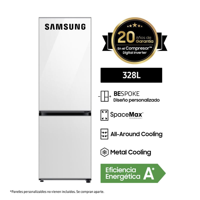 SAMSUNG - Refrigeradora Samsung Bottom Frezzer Bespoke 328L Panel Intercambiable