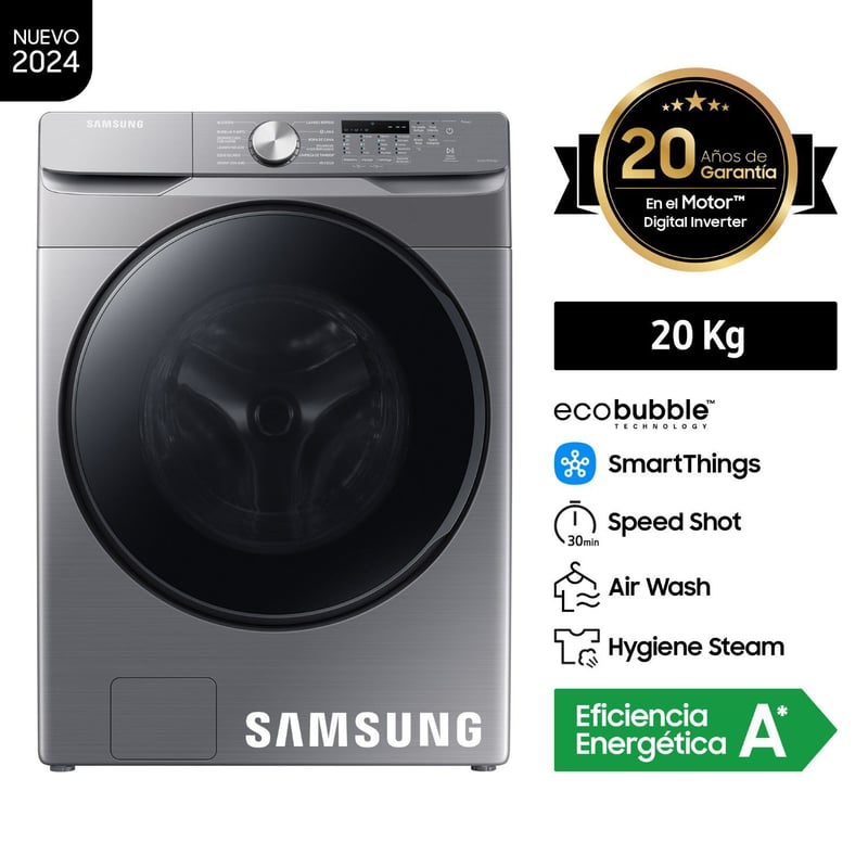 SAMSUNG - Lavaseca Samsung EcoBubble 20KG/12KG Plateada WD20T6000GP/PE