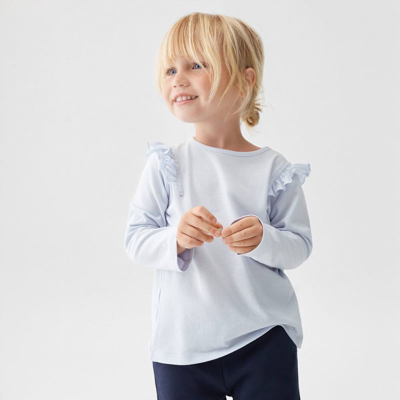 Polo Bebe Nina Manga Larga Algodon Mango Kids