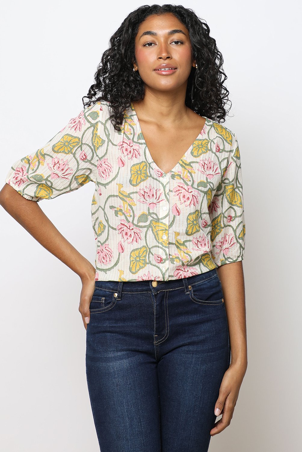 Blusa de algodon manga corta hotsell
