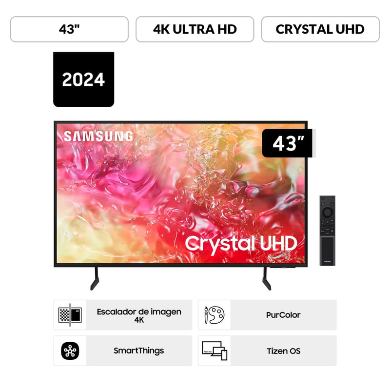 SAMSUNG - Televisor 43 Crystal Uhd Du7000 4k Tizen Os Smart Tv (2024)