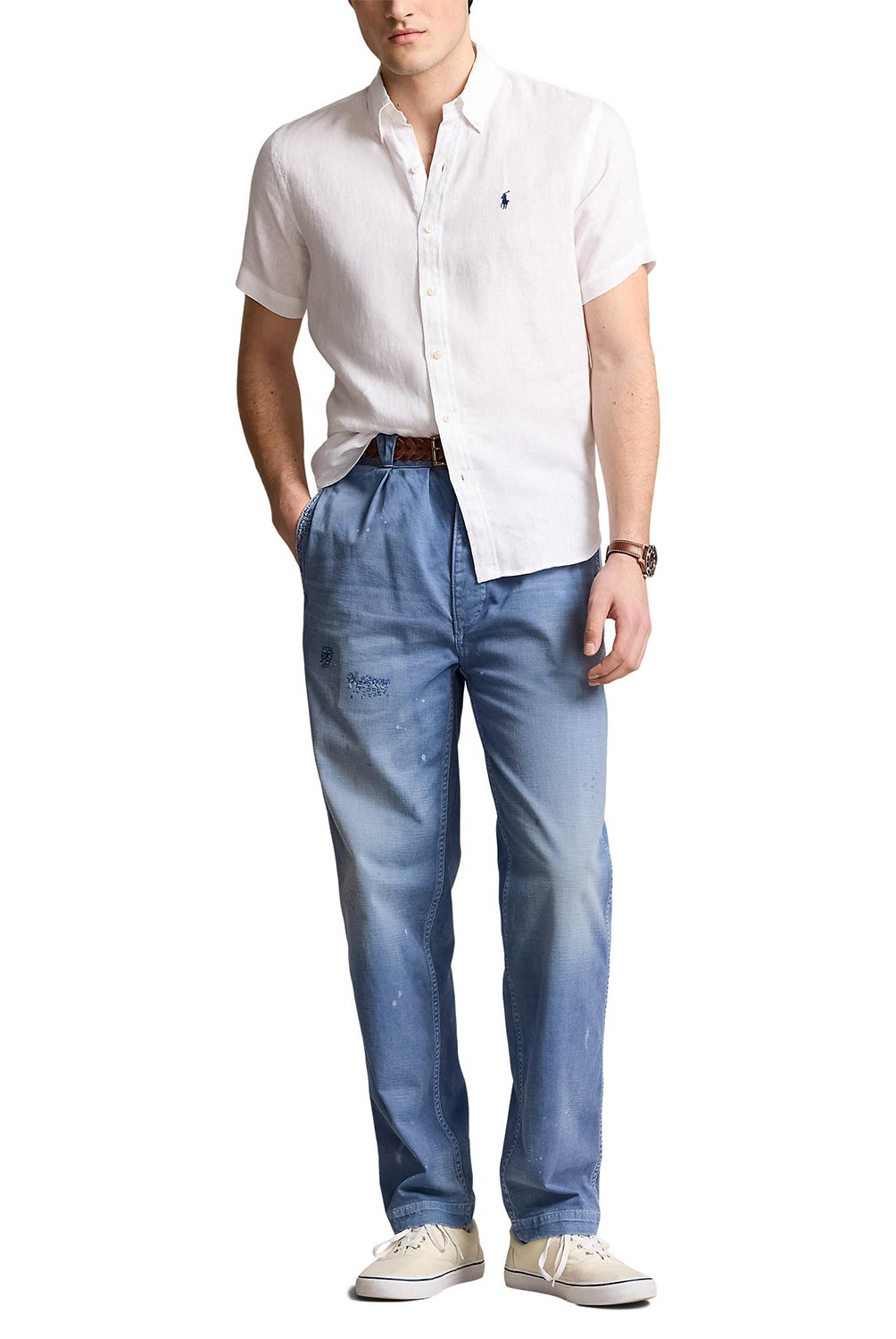 Camisa lino ralph lauren on sale