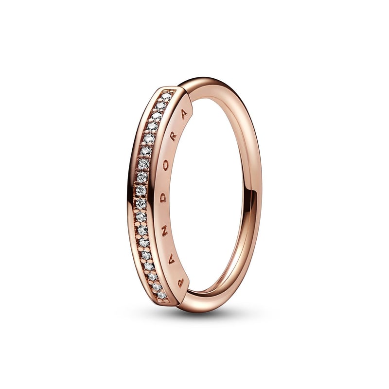 Anillo ID en pavé Pandora Signature Recubrimiento en Oro Rosa Mujer
