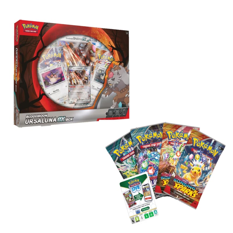 Pokémon TCG: Bloodmoon Ursaluna ex Box (1 Foil Promo Card, 2 Foil Cards, 1 Oversize Foil Card & 4 Booster Packs