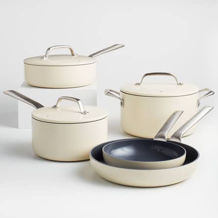 Juego de Ollas 8 Piezas Antiadherente de Cerámica Crema Evencook