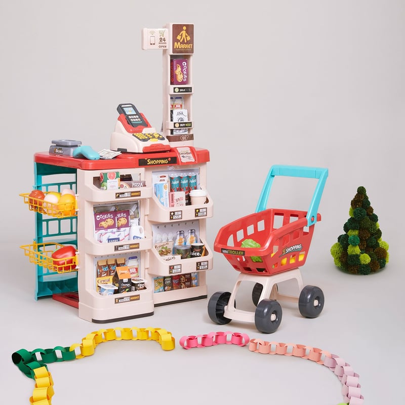 Juguete Cajero Jiacheng 668 78 Con Carrito Y Accesorios