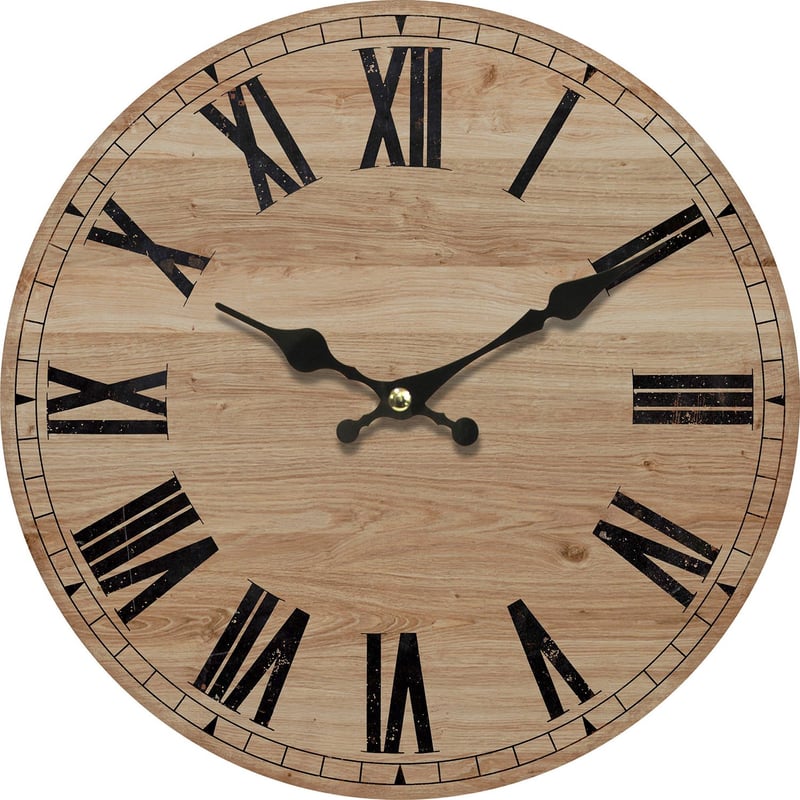 Reloj de Pared de Madera Romano 33cm