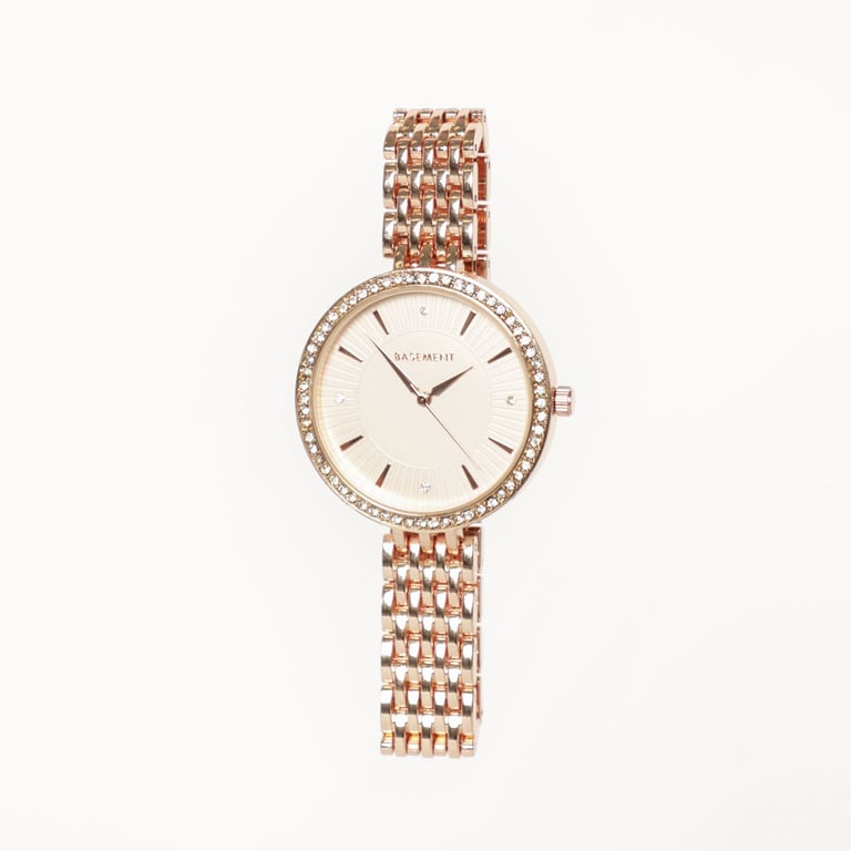 Reloj Basement Mujer Metal Texturizado Oro Rosa
