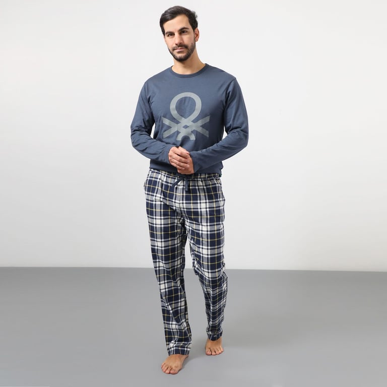 United Colors Of Benetton Pantalon De Pyjama Homme En Jersey Organique - Bermuda Au Genou Avec Poches