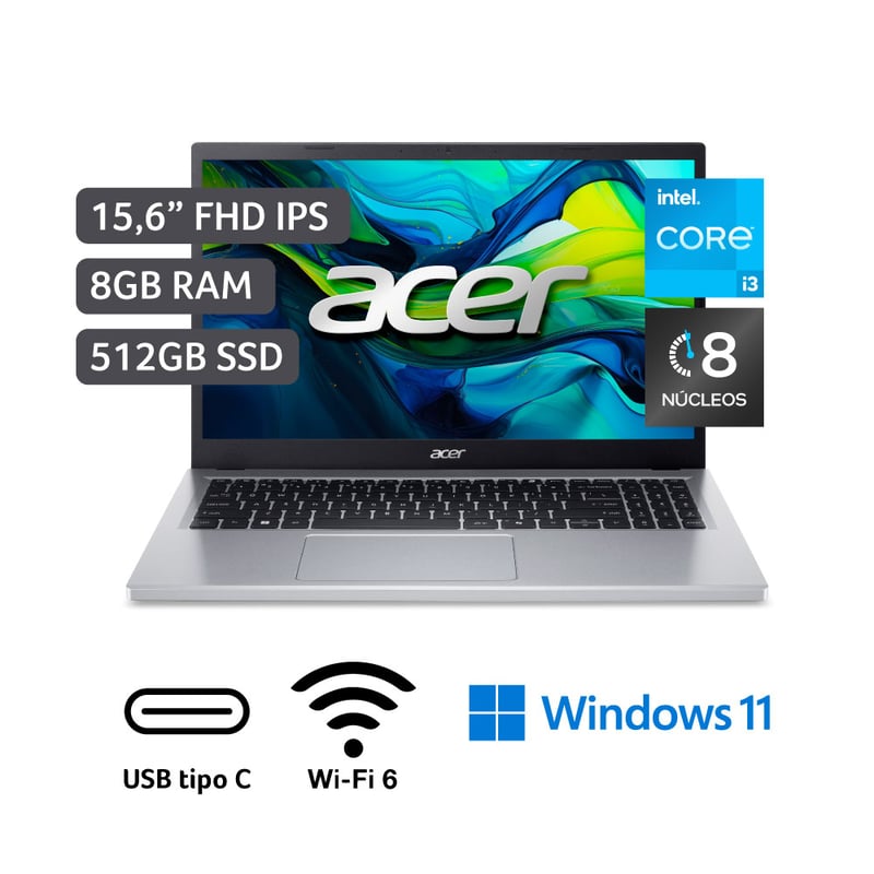 Acer Aspire 1 A115-32-C96U Slim Laptop | 15.6" FHD Display | Intel Celeron N4500 Processor | 4GB DDR4 | 128GB EMMC | WiFi 5 | Microsoft 365 Personal 1-Year Subscription | Windows 11 In S Mode, Silver - Foto 6