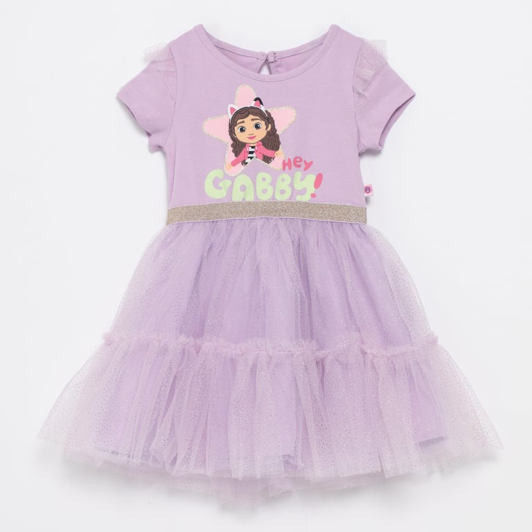 Vestido de Gabby's Dollhouse manga corta multicolor para niña 2T a 5T