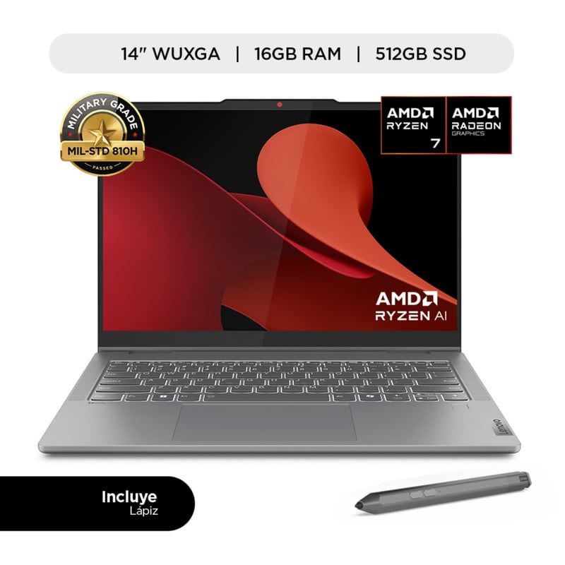 LENOVO - Laptop Lenovo  IdeaPad 5  2-en-1 , AMD Ryzen 7 8845HS, 16GB ram, 512GB ssd, 14"wuxga touch + lapiz