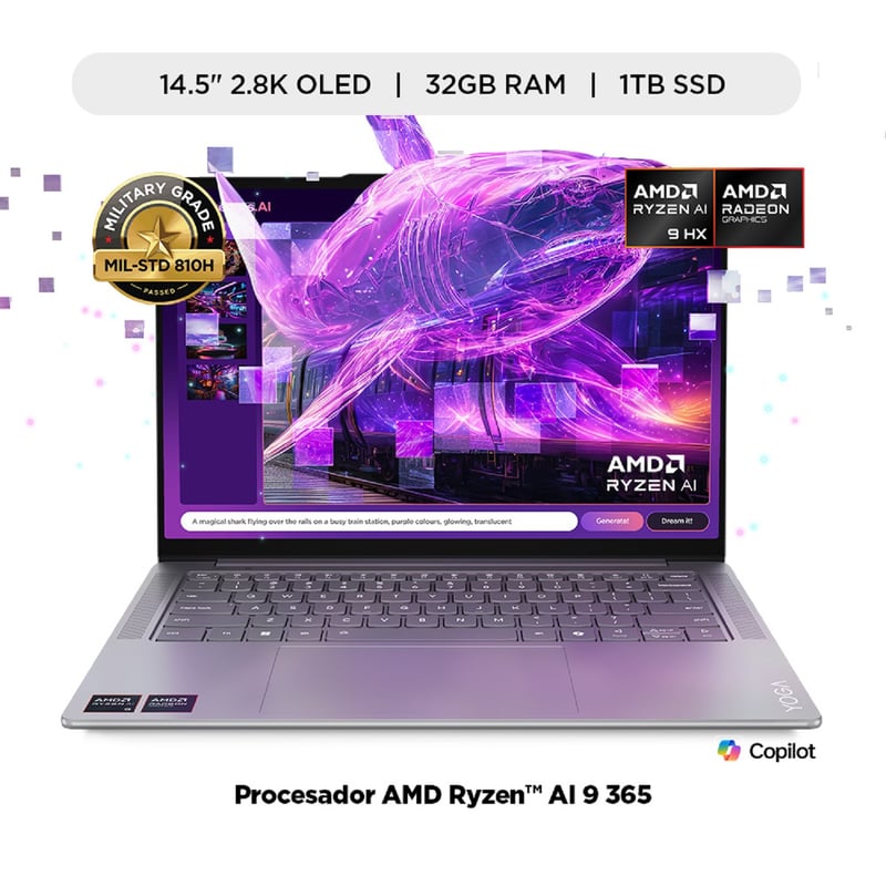 LENOVO - Laptop AMD Ryzen AI 9 32GB 1TB SSD Yoga Pro 7 14.5" OLED