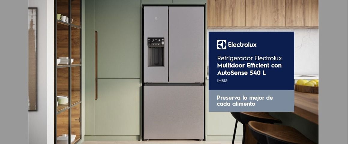 Refrigerador Electrolux Frost Free 3 Puertas Efficient con AutoSense y Dispensador de Agua y Hielo 590 L color Inox Look (IM8IS)