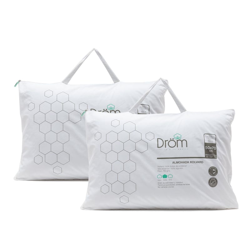 DROM - Pack x2 Almohadas Antibacterial Kolvard Carbon 50x70cm