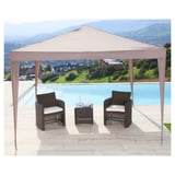 Gazebo plegable de políester y metal taupe 3 x 3 m