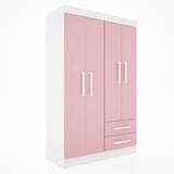 Placard Juvenil 4 puertas con 2 cajones rosa 182 x 136 x 55 cm