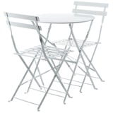 Juego de exterior Arezzo mesa metálico + 2 sillas blanco