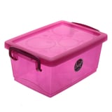 Caja plástica organizadora con trabas 1.5 l rosa