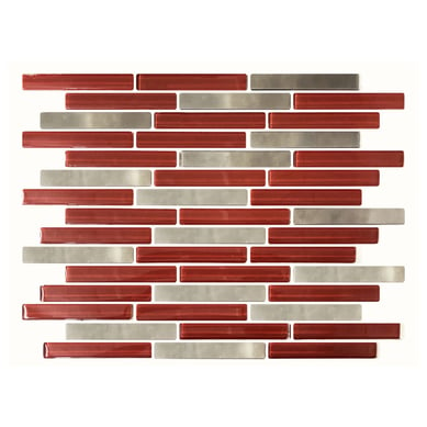 Guarda mosaico laguna rojo brillante de pared 26 x 30 cm rojo y plata