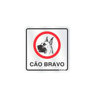 Placa Alumínio Cão Bravo Ilustrado, 12x12