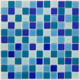 Pastilha de Vidro Miscelânea Mix-01 2.5x2.5 30x30, Azul Placa 30x30
