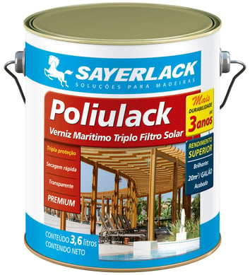 Verniz Poliulack Transparente 3,6L Interior e Exterior 