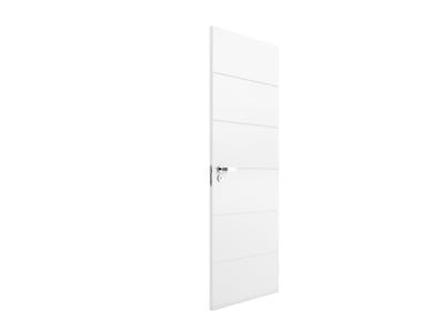 Folha de Porta Frisada Madeira Solida MDP Branco UV Acabado 210x80x3,5cm Bella