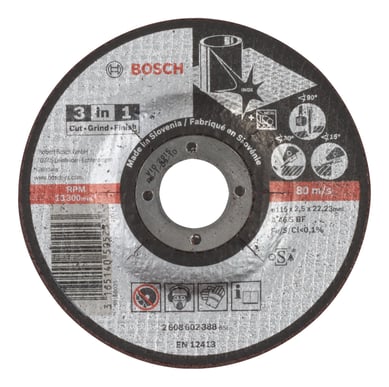 Disco Abrasivo Bosch 3-em-1 Corte/Desbaste Bosch/Polimento 115x2,5mm Centro Reto