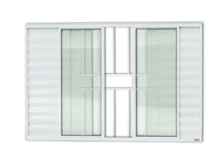 Janela Veneziana Alumínio Branco 6 Folhas Com Grade Central 100x120x8cm Confort
