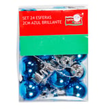 Conjunto 24 Bolas de Natal Brilhantes 2cm Azul