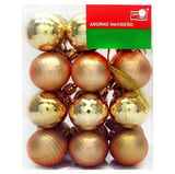 Conjunto 24 Bolas de Natal Diamantadas 4cm Dourado