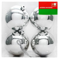 Conjunto 4 Bolas de Natal Brilhantes 9cm Prata