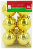 Conjunto 12 Bolas de Natal Brilhantes 6cm Dourado