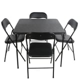 Mesa Dobrável para Jantar Quadrada com 4 cadeiras Dobráveis 70,8x86,1cm Preto