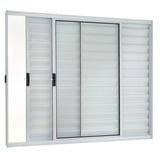 Janela Veneziana Alumínio Branco 3 Folhas Direita 100x120x8cm Ecosul