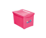 Caixa Organizadora Plástico Médio Alta 30L Rosa