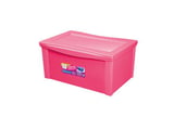 Caixa Organizadora Plástico Larga Alta 65L Rosa