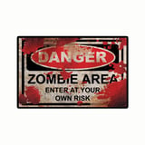 Placa Decorativa Zombie Zone Colorido