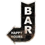 Placa Decorativa Formato Seta Bar Happy Hours 42x29cm
