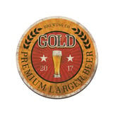 Placa Decorativa Premium Larger Beer Gold 29cm Redonda Amarelo