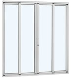 Porta de Correr Vidro Inteiriço Alumínio Branco 4 Folhas Central 216x250x8,7cm Alumifort